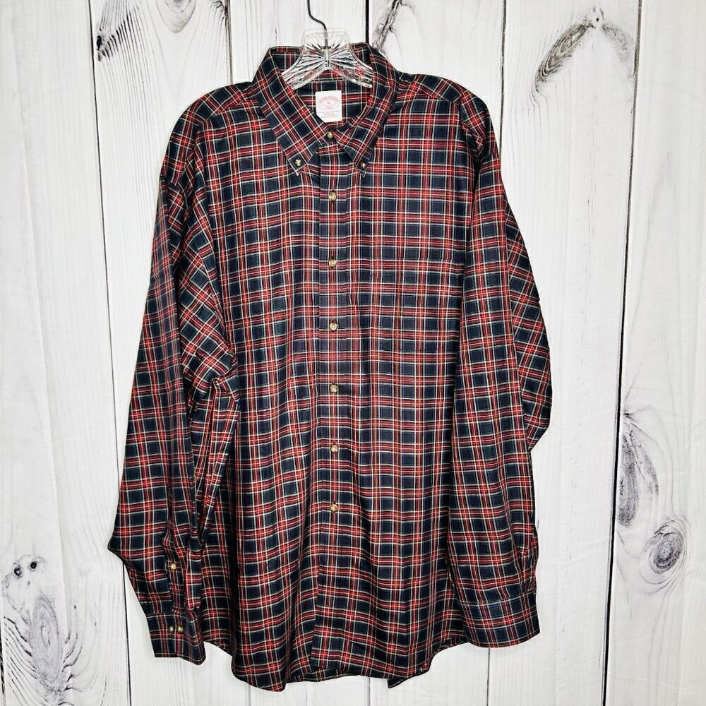Brooks Brothers 346 Button Down Shirt Sz XL Tartan Plaid Non Iron All Cotton